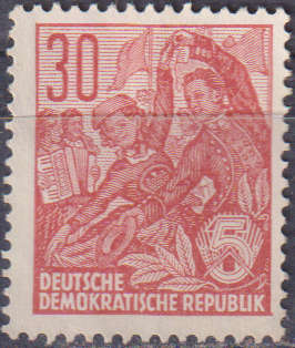 Stamp DDR 1953 Definitives - Five-Year Plan - Posthorn Horizontal in Watermark - Lithography Printin