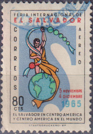 Stamp 1972 Airmail - The 5th International Fair, El Salvador - Issue of 1965 Overprinted "V Feria In