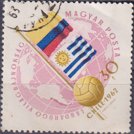 Stamp Hungary 1962 Football World Cup - Chile - Flags of Participating Countries
