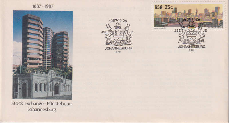 FDC RSA 1986 The 100th Anniversary of Johannesburg