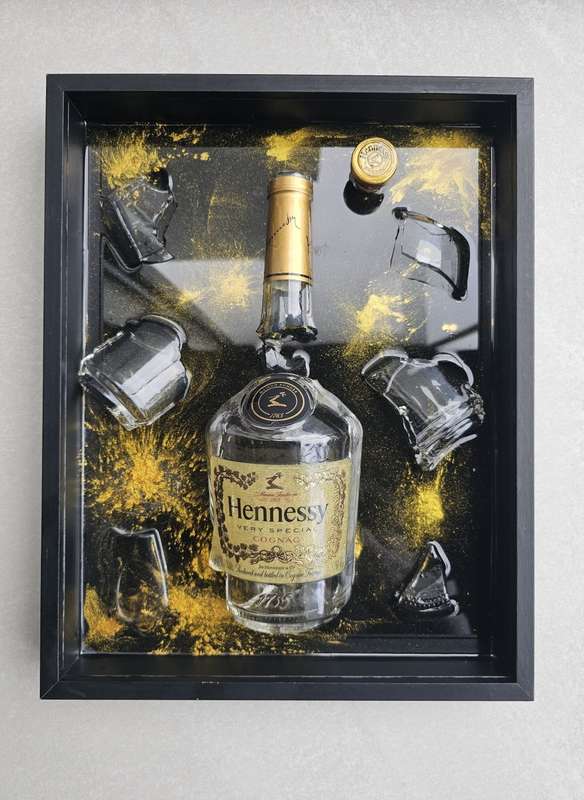 Hennessy Cognac Broken Bottle Art