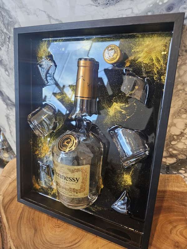 Hennessy Cognac Broken Bottle Art
