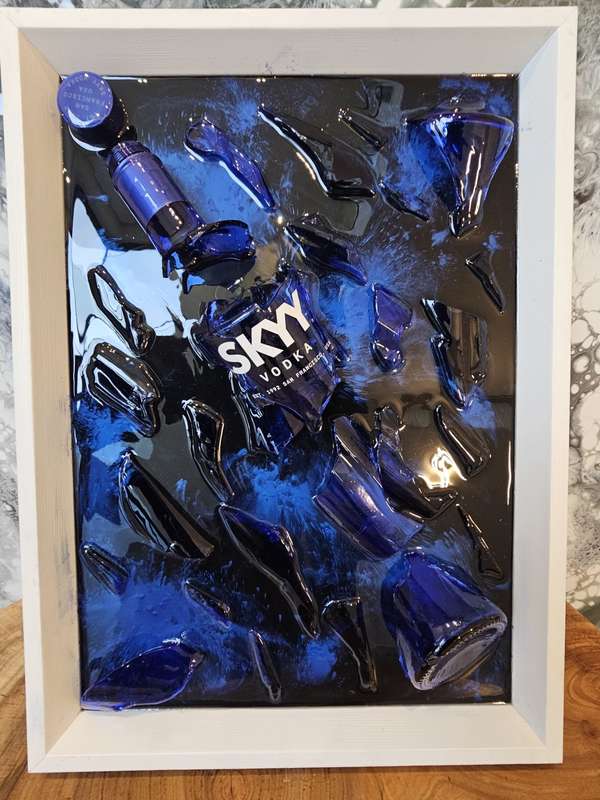 Skyy Vodka - Blue Fusion Broken Bottle Art