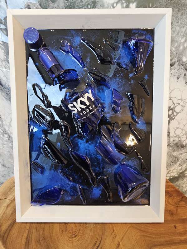 Skyy Vodka - Blue Fusion Broken Bottle Art