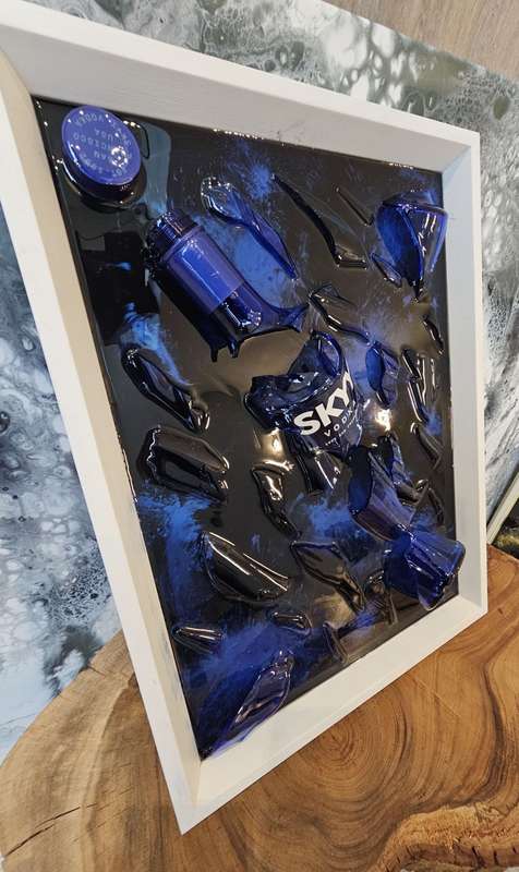 Skyy Vodka - Blue Fusion Broken Bottle Art