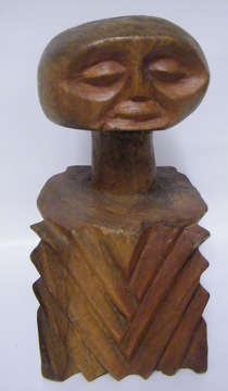 Kavango, dated 1987 - Large Carved Wooden Bust - 25cm tall, 1.5kg