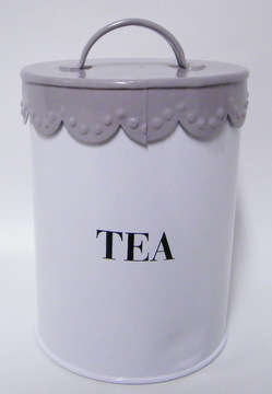 Enamel Tin for your Tea - White and Mauve