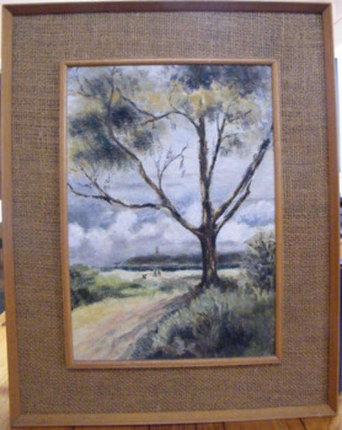 Original Oil on Board - Landscape with a Tree in the foreground