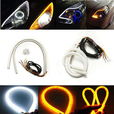 2x 60cm Switchback Headlight LED Strip DRL Daytime Light For Audi-Style Tube