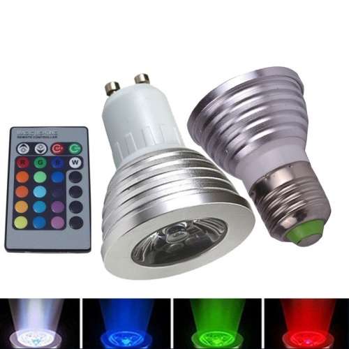 LED Colour Changing Light Bulb with Wireless Remote - 12 Colours, E27/ GU10 incandescent socket