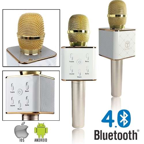 Gold Bluetooth Microphone with Built-In Speaker