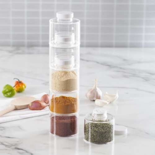Spice Tower Stacking Bottles With Sifter Lids (Set of 6)