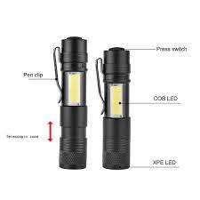 USB ZOOM LED FLASHLIGHT +COB SIDE LED