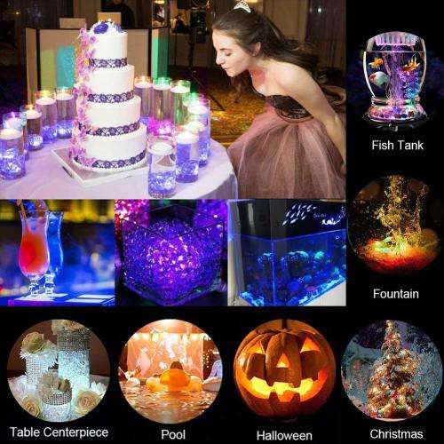 10PC Underwater LED Tea Lights, Submersible RGB Multicolor Waterproof DECOR lights