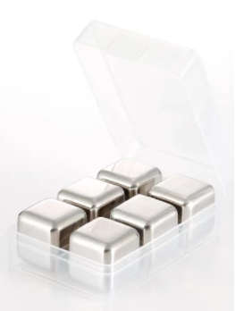 6 PIECE STAINLESS STEEL ICE CUBES