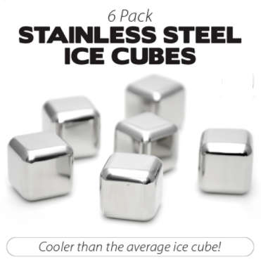 6 PIECE STAINLESS STEEL ICE CUBES