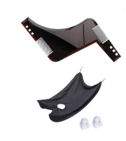 BEARD APRON AND BEARD SHAPING TOOL SET