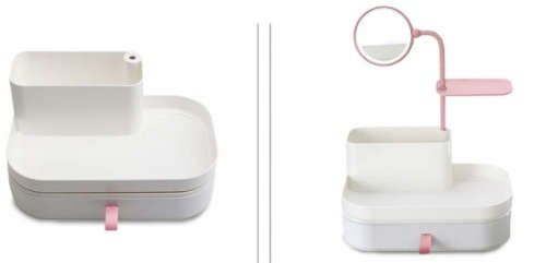 COSMETIC ORGANIZER AND MIRROR