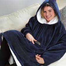 Ultra Plush Blanket Huggle Hoodie Winter Soft Warm Blend Fleece Jacket Sweatshirt Robe