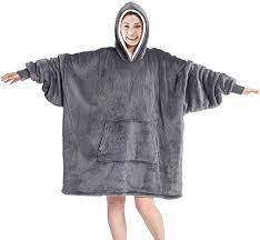 Ultra Plush Blanket Huggle Hoodie Winter Soft Warm Blend Fleece Jacket Sweatshirt Robe