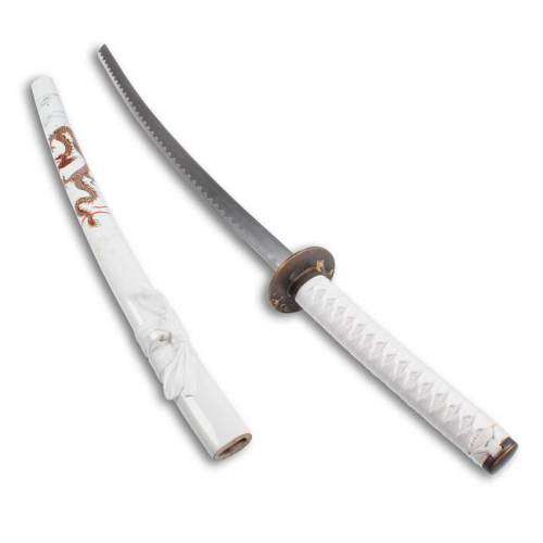 WHITE FLYING DRAGON SAMURAI KATANA -- FULL TANG --- BLOOD GROOVE --- SHARPENED