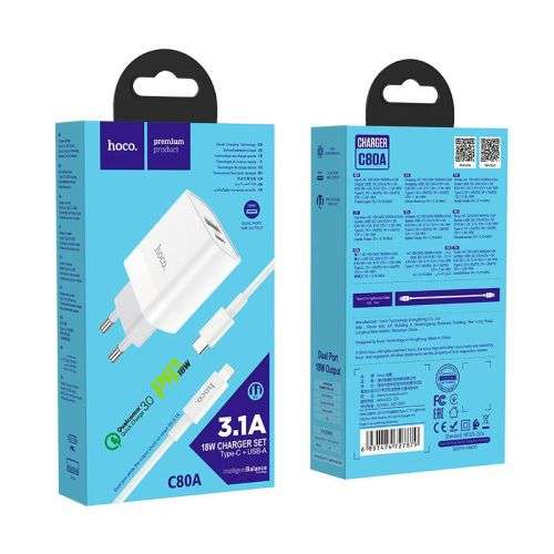 Hoco C80A Type-C to Lightning QC3.0+adaptor