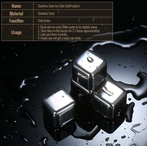 STAINLESS ICE CUBES 4 PACK