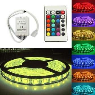 5M 3528 multi colour RGB LED STRIP WITH CONTROL