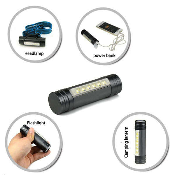 Multifunction Waterproof Rechargeable 4 in 1 800Lm 6 LED Headlamp