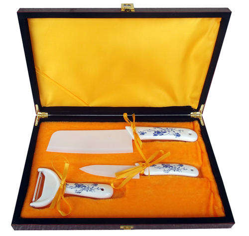 Ultra Sharp Durable Advanced Ceramic Knife Cutlery Knives Set + Wooden Gift Box