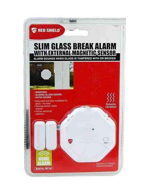 RED SHIELD SLIM GLASS BREAK ALARM WITH MAGNETIC SENSOR