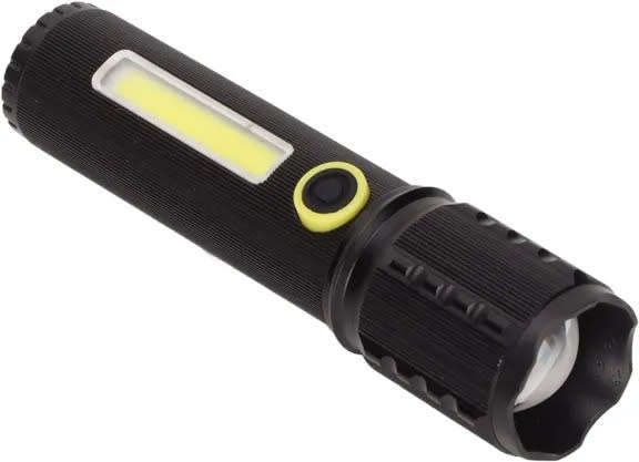 Rechargeable Cob + LED Zoomable Flashlight