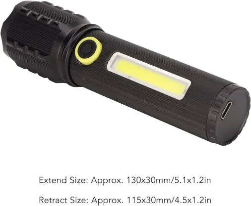 Rechargeable Cob + LED Zoomable Flashlight
