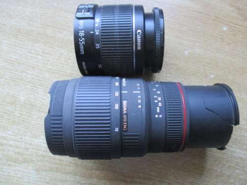 Two Canon lenses for E O S cameras.  For SPARE PARTS ONLY