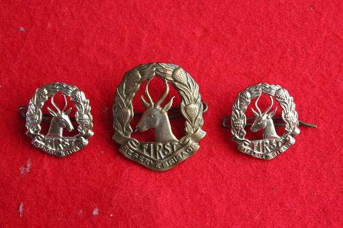 UNION OF S A 1940-1943 1st RESERVE BRIGADE CAP and COLLAR BADGES