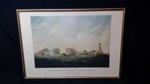 ART : THE CASTLE BATTERY SALUTING HIS EXCELLENCY  PRINT JOHN THOMAS BAINED LIMITED COPIES 338 OF 600