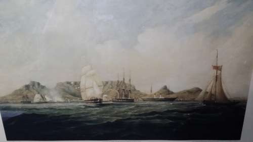 ART : THE CASTLE BATTERY SALUTING HIS EXCELLENCY  PRINT JOHN THOMAS BAINED LIMITED COPIES 338 OF 600