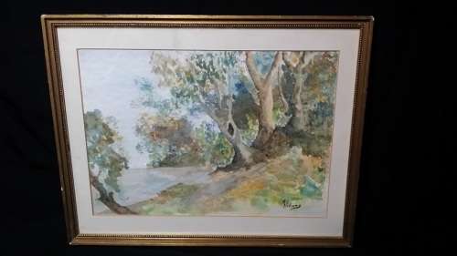 ART : WATER COLOURS SIGNED : WOOD AND GLASS FRAMED