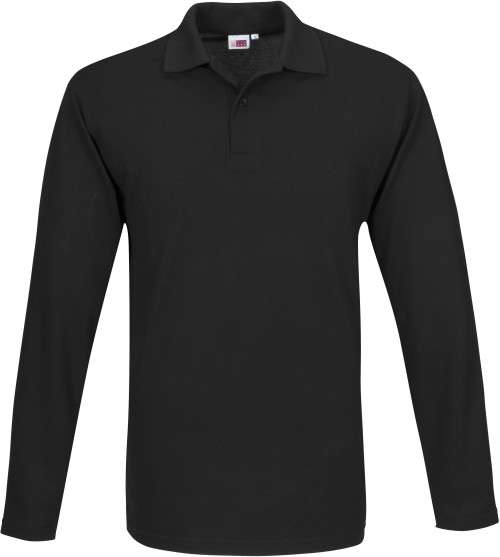 US Basic Mens Long Sleeve Elemental Golf Shirt - Black (BAS-8030)