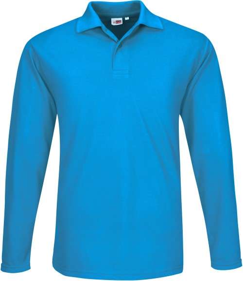 US Basic Mens Long Sleeve Elemental Golf Shirt - Aqua (BAS-8030)