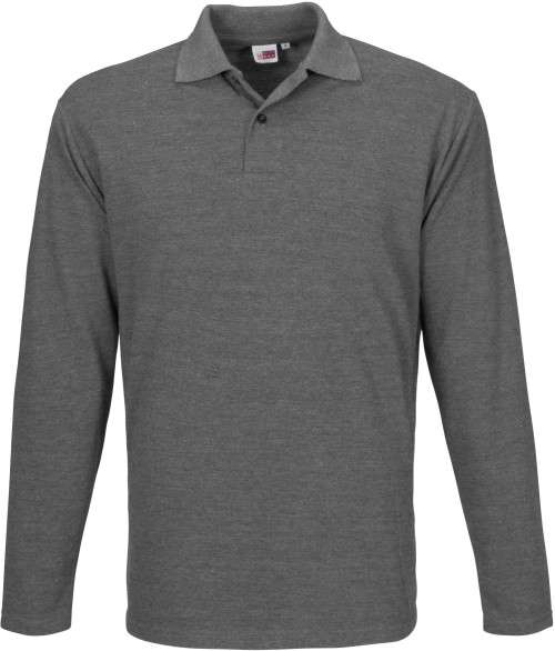 US Basic Mens Long Sleeve Elemental Golf Shirt - Grey (BAS-8030)