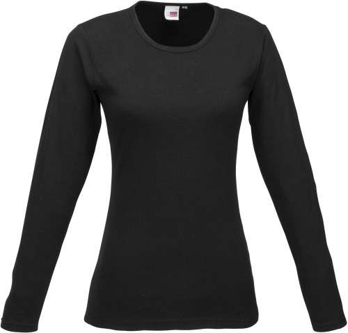 US Basic Portland Ladies Long Sleeve T-Shirt - Black (BAS-7750)