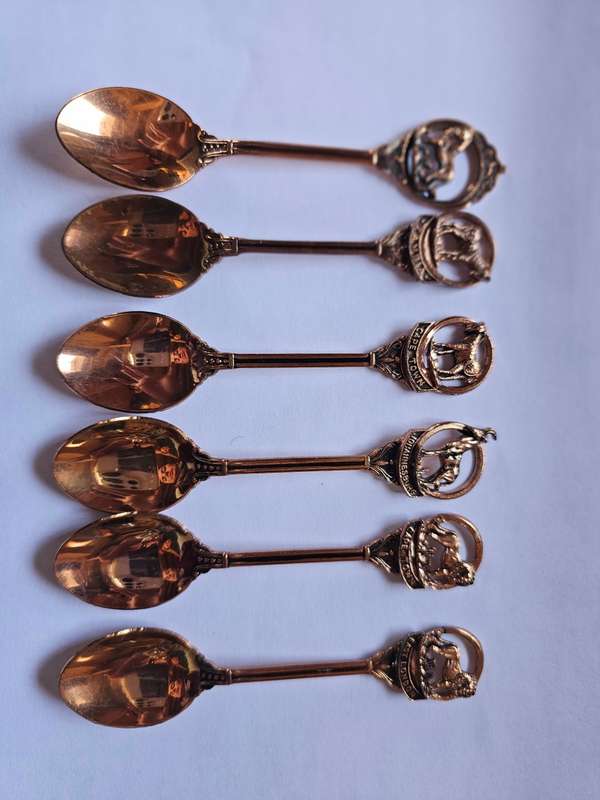Set of 5 copper teaspoons wildlife