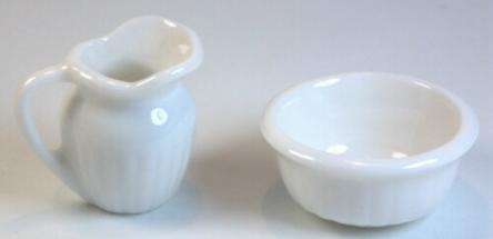 1/12th scale, Dollhouse Miniature - PORCELAIN BASIN AND PITCHER