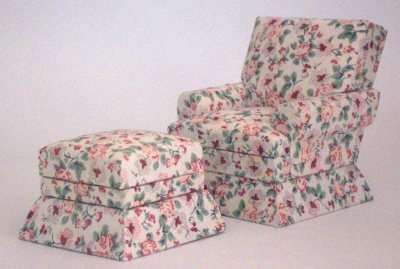 1/12th scale Dollhouse Miniature - ARMCHAIR AND FOOTSTOOL