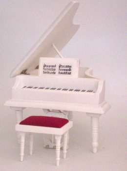 1/12th scale, Dollhouse Miniature - PIANO AND STOOL