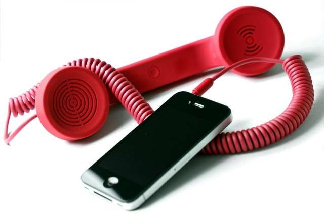 Retro Cell Phone Handset Red. Volume Adjustable 3.5mm works with cell phones with an earphone socket