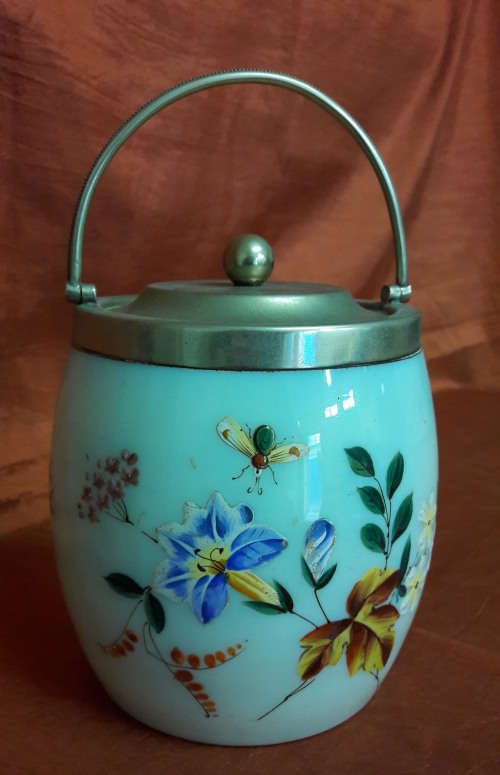 Hand painted Biscuit Barrel