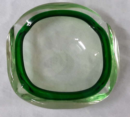 Green glass ashtray