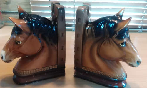 Ceramic horse bookends